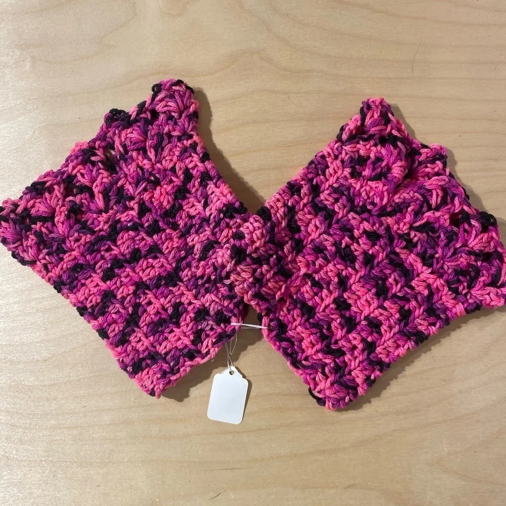 Pink and Black Crochet Boot Toppers (OT)